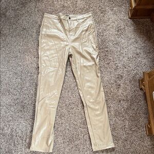 Shinestar Beige Faux Leather Skinny Jeans